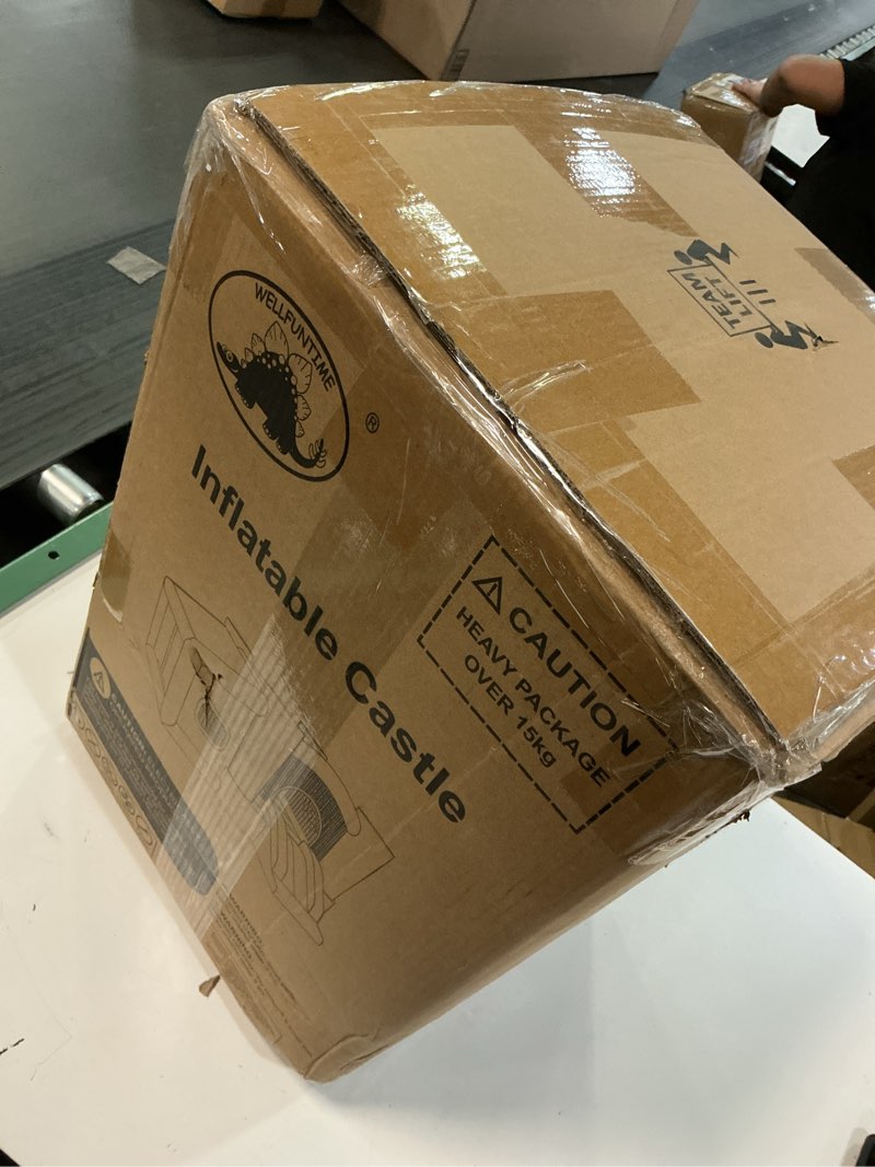 Condition photo showing New/Like New for Inflatable Bounce House with Blower, Jumping Castle Slide, Kids Bouncer with Ball Pit, Basketball Rim, Dart Target Game