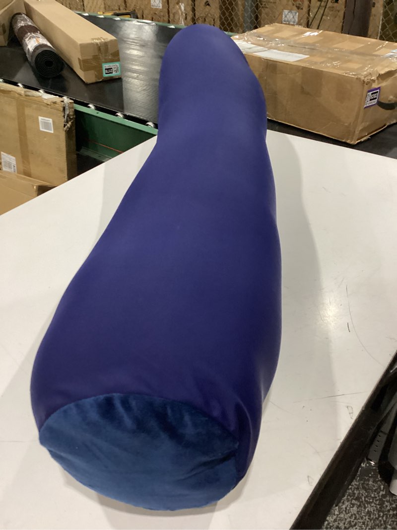 Condition photo showing Good Condition for straight body pillow, full size premium microbead,side sleeping/maternity pregnant women, supportive,fluffy, breathable, cooling, 85/15 spandex/nylon silky feel anti-aging - 48” x 8” - peacock blue pillow & cover peacock blue
