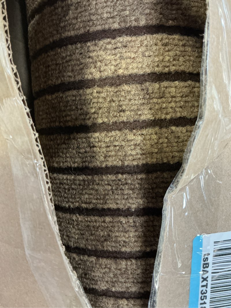 Condition photo showing Good Condition for Runner Rug 2 ft x 6 ft Indoor/Outdoor Low Profile, Hallway, Kitchen, Patio, Deck Area, RV, Entryway, Garage, with Non-Slip Rubber Backing, Brown with Brown Stripe, Custom