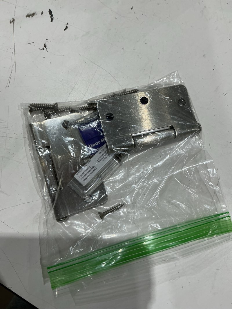 Condition photo showing As Is for incomplet))hillman squeak-proof 3-1/2-in h x 1/4-in radius satin nickel mortise interior door hinge (3-pack)
