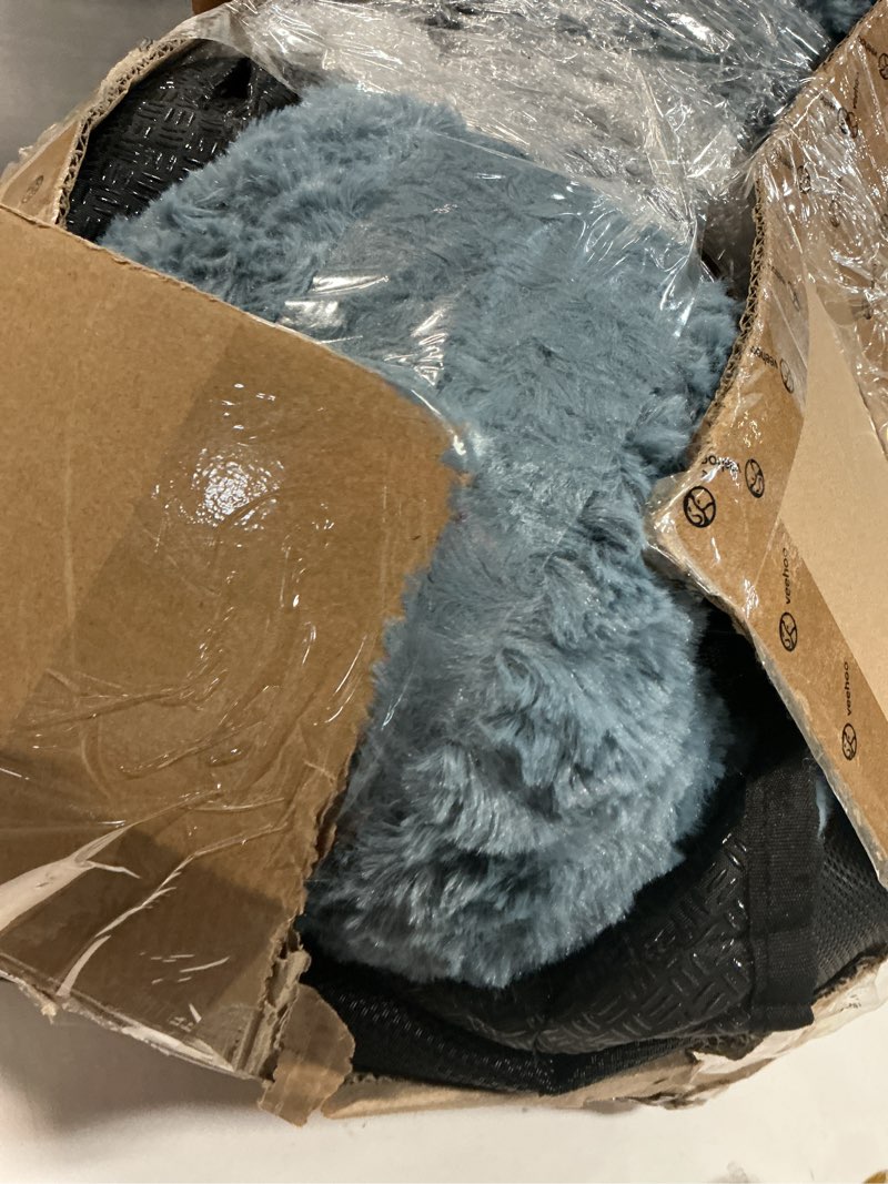 Condition photo showing Good Condition for Veehoo Orthopedic Elevated Dog Bed Add Removable Deluxe Rose Plush Bolster Cushion Mat, 53" x 33" Washable Dog Couch Bed, Raised Pet Cot with Breathable Teslin Mesh, No-Slip Feet, Haze Blue, CWC2439B