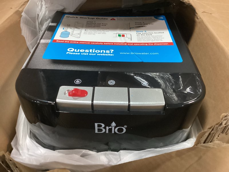 Condition photo showing As Is for Brio Bottom Loading Water Cooler Dispenser for 5 Gallon Bottles - 3 Temperatures with Hot, Room & Cold Spouts, Child Safety Lock, LED Display with Empty Bottle Alert, Stainless Steel