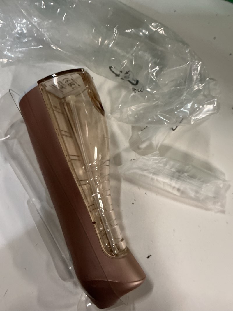 Condition photo showing As Is for aquasonic water flosser - cordless rechargeable water flossers for teeth cleaning - waterproof aqua flosser, portable oral irrigator for dental cleaning with 5 jet tips – braces home travel rose gold