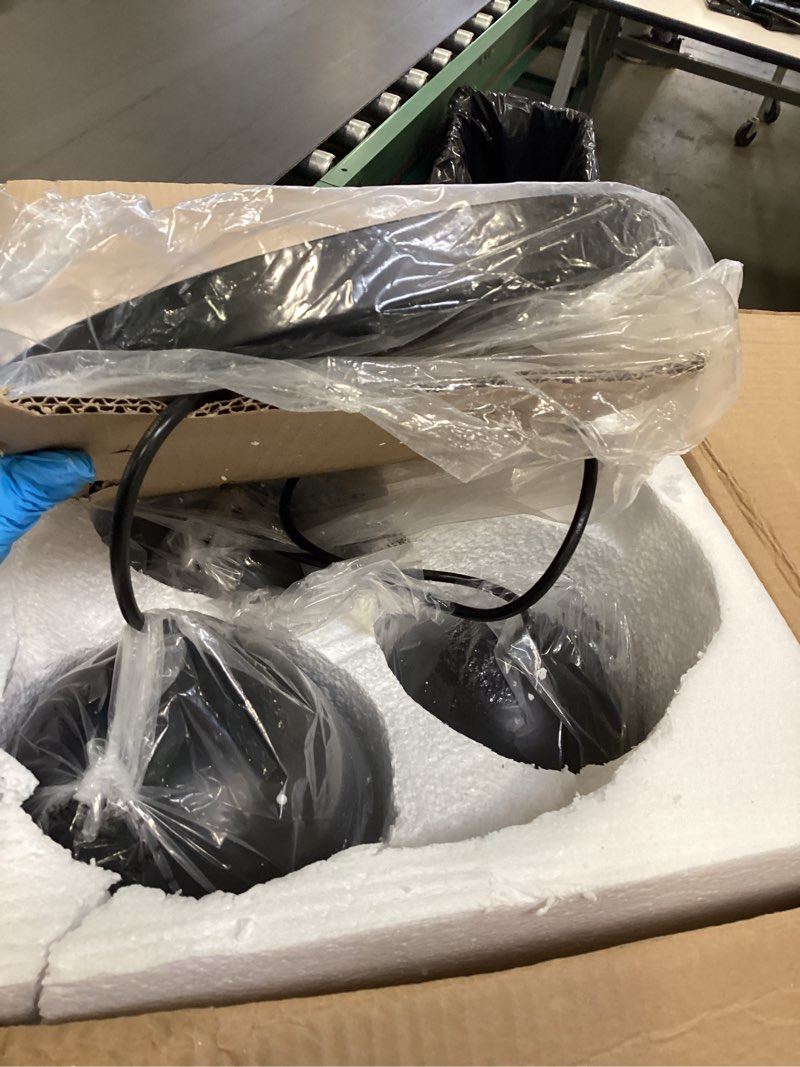 Condition photo showing Good Condition for LMS Mid Century 3-Light Cluster Pendant Lights, Matte Black Kitchen Island Light Fixtures with White Globe Glass Shade, Adjustable Hanging Light for Home Office Bathroom Dining Room, LMS-186BK3