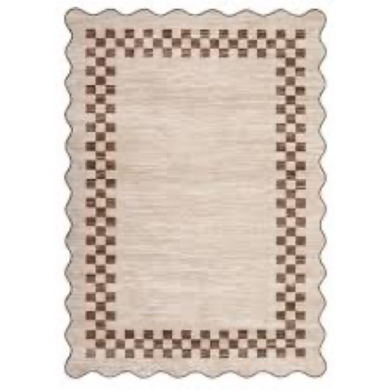livebox scalloped easy jute diamond 3x5 outdoor rug, washable non-slip tan rugs for entryway, geometric checkered indoor outdoor rug farmhouse carpet door mat for patio porch bedroom living room