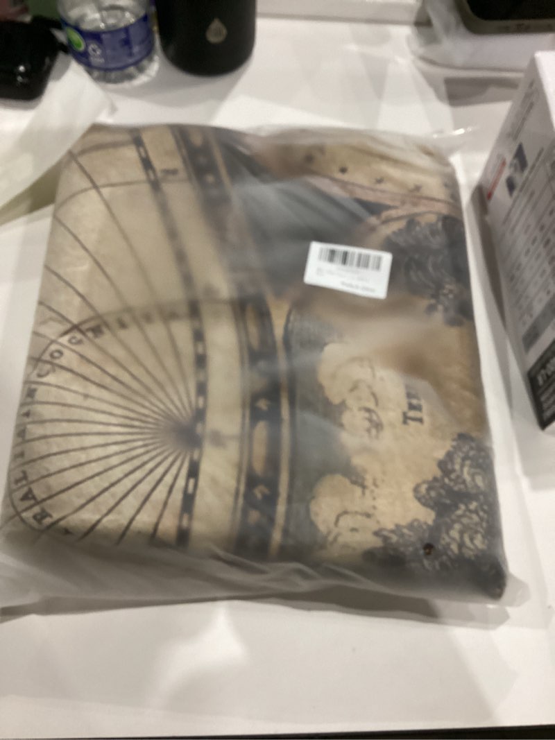 Condition photo showing Good Condition for old world map curtains, vintage map nostalgia style art themed blackout window curtains, bedroom living room rod pocket design, 