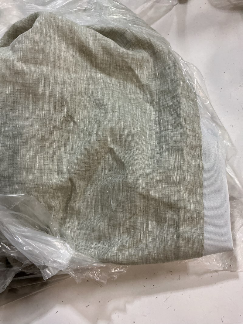 Condition photo showing As Is for european linen room darkening curtain - single panel, 96x96, sage