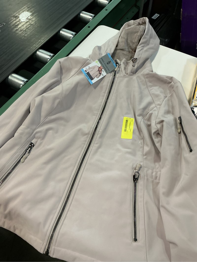 Condition photo showing Good Condition for women's softshell jacket beige size large 