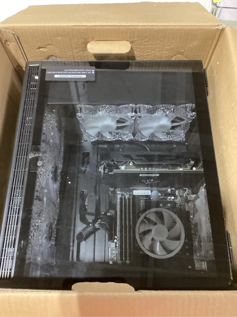 Condition photo showing As Is for stgaubron gaming pc desktop computer, intel core i7 up to 3.9g, radeon rx 580 8g, 16gb ram, 1tb ssd, wifi, bt 5.0, rgb fan x 6, windows 11 home i7/rx 580