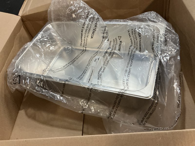 Condition photo showing Good Condition for stainless steel cat litter box, 4in shallow litter box for senior cats and kittens, large metal litter pan nonstick odor control anti-corrosion 20" l x 14" w 4" high