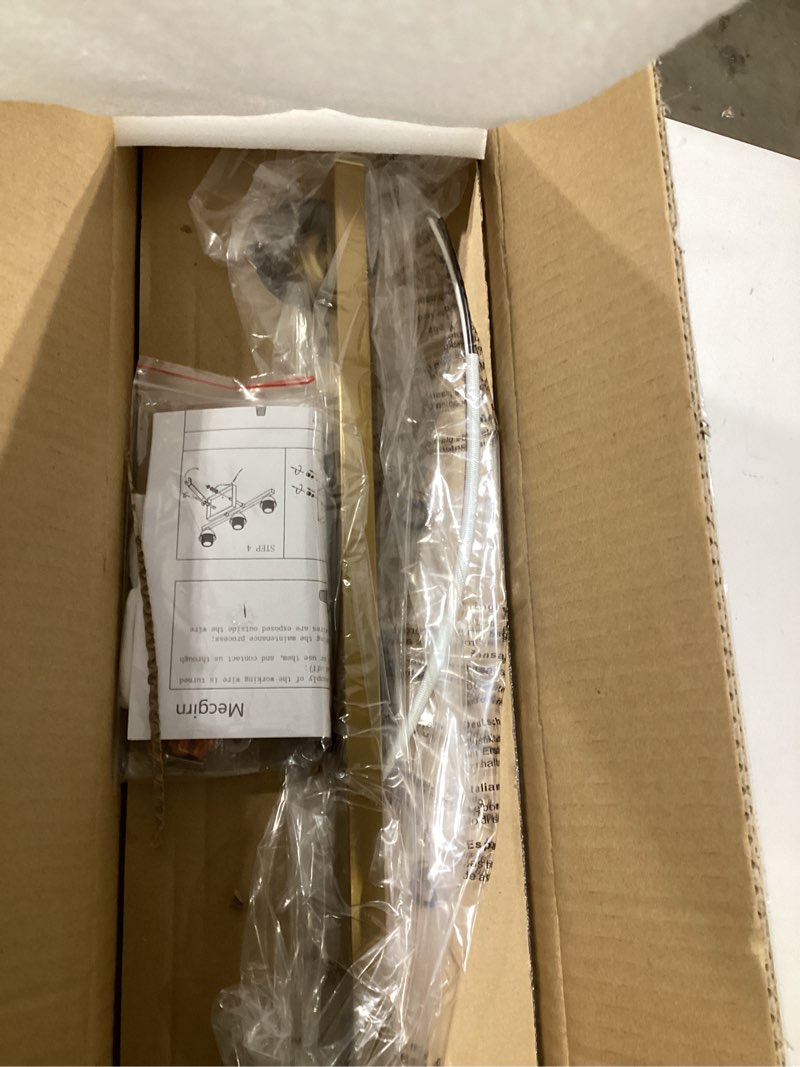 Condition photo showing New/Like New for Stainless Steel Milk Glass Vanity Lights for Bathroom, 3 Light Gold Bathroom Light Fixtures Over Mirror, Ceramic E26 Sockets Wall Mounted Gold 3 Light