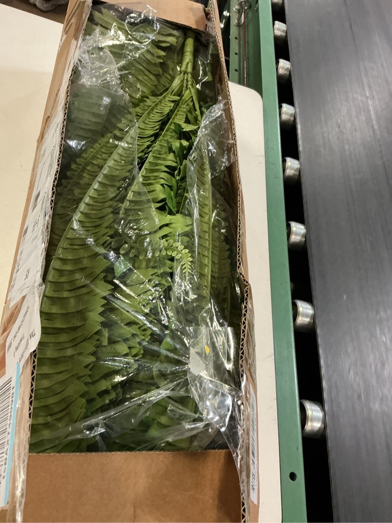 Condition photo showing Good Condition for cqure 128 branches fake ferns artificial plants large, 50" set of 2 artificial boston ferns faux hanging fake plants for outdoors planter home garden decor