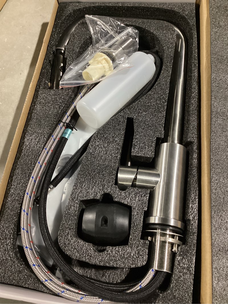 Condition photo showing Good Condition for KRAUS Bolden Commercial Style 2-Function Single Handle Pull Down Kitchen Faucet in Spot-Free Stainless Steel, KPF-1610SFS Spot-Free Stainless Steel Commercial Style