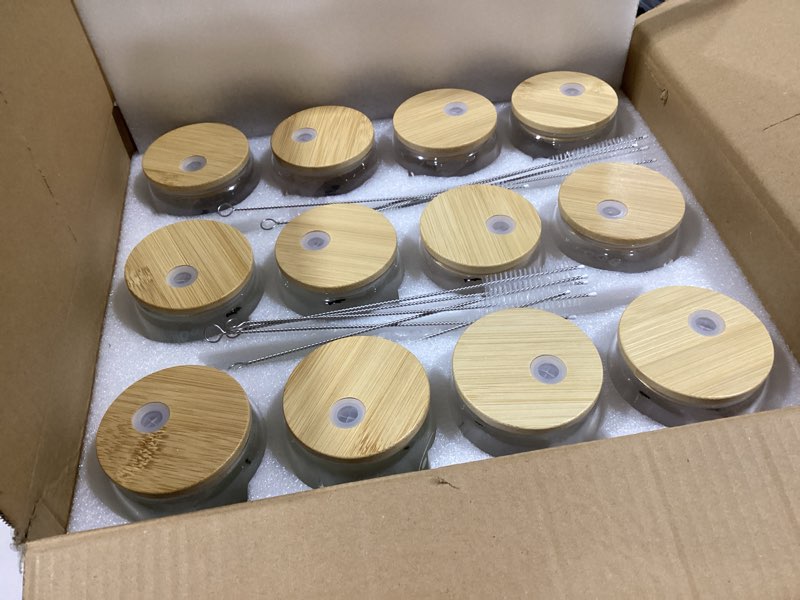 Condition photo showing Good Condition for 12 Pcs Halloween Glass Cups Gifts 16 oz Color Changing Ghosts Glass Tumblers with Lids Straws Brushes Funny Cute Ghosts Bat Iced Coffee Cups for Beer Soda Halloween Party Gift Supplies 12 Ghost