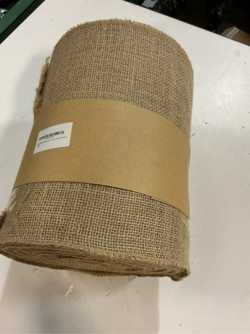 Condition photo showing New/Like New for burlap table runner 12 inch by 50 yards natural jute hessian burlap roll crafts fabric rolls with sewn edges for country rustic party wedding decorations farmhouse kitchen decor(12" x50yard)