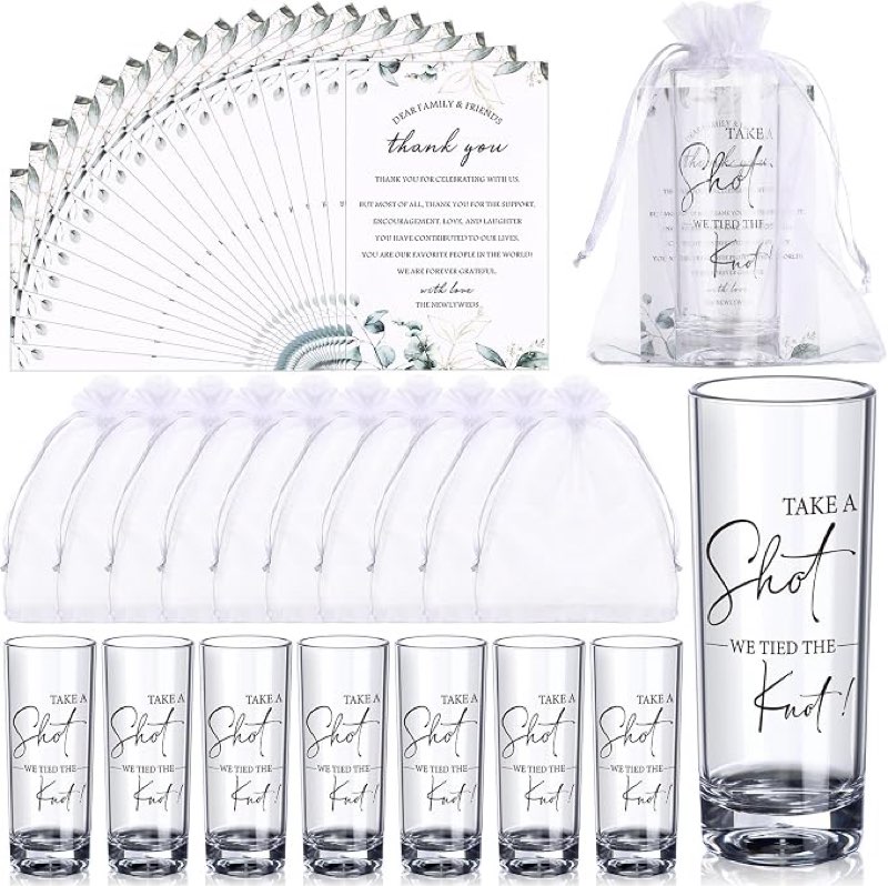 sliner 50 set wedding favors for guests bulk 2oz acrylic take a shot we tied the knot shot glasses w