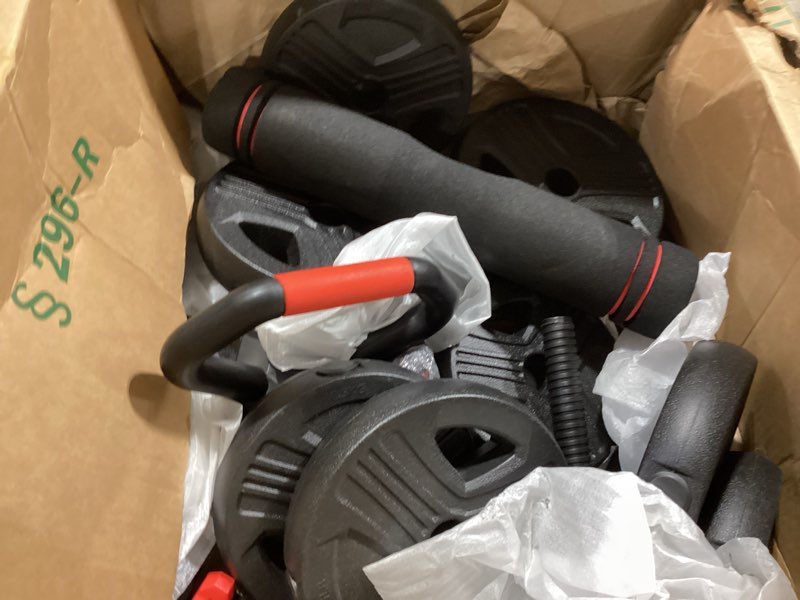 Condition photo showing Good Condition for adjustable dumbbell set,20/35/45/55/70/90lbs free weights set with upgraded nut, 5 in 1 weight set used as kettlebells, barbell, push up stand, fitness exercise for home gym suitable men/women 45lb(22.5lb pair)