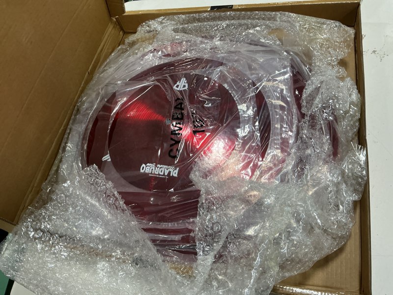 Condition photo showing New/Like New for PLADRUBO Titanium Color Cymbals Set – 7-Piece Drum Cymbal Pack for Acoustic Kits – Red/Blue/Black – Lightweight, Durable & Stage-Ready – Direct from Manufacturer (Red)