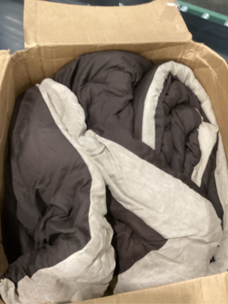 Condition photo showing As Is for brown/light brown comforter set