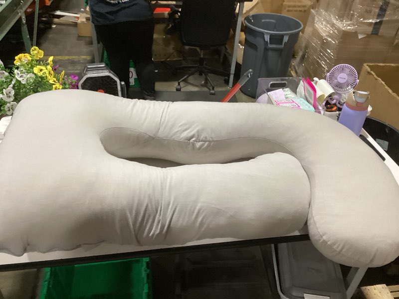 Condition photo showing Good Condition for momcozy pregnancy pillows for sleeping, u shaped full body pillow for pregnancy women with removable jersey cotton cover, 57 inch maternity pillow, grey jersey knit cotton- gray