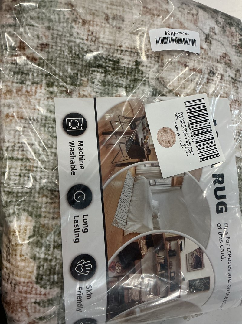 Condition photo showing New/Like New for amoami-area rug 6x6 rugs for living room-vintage soft green rugs for bedroom-non slip carpet-machine washable rug for dining room living room bedroom office under table olive green 6' x 9' (rectangular)