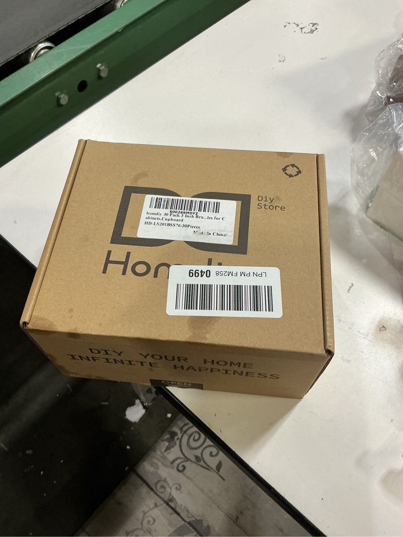 Condition photo showing New/Like New for homdiy 30 Pack 3 Inch Brushed Nickel Cabinet Pulls Modern Cabinet Handles - Brushed Nickel Drawer Pulls Stainless Steel Cabinet Hardware,5 Inch Overall Cabinet Door Handles for Cabinets,Cupboard 3in hole centers Brushed Nickel 30