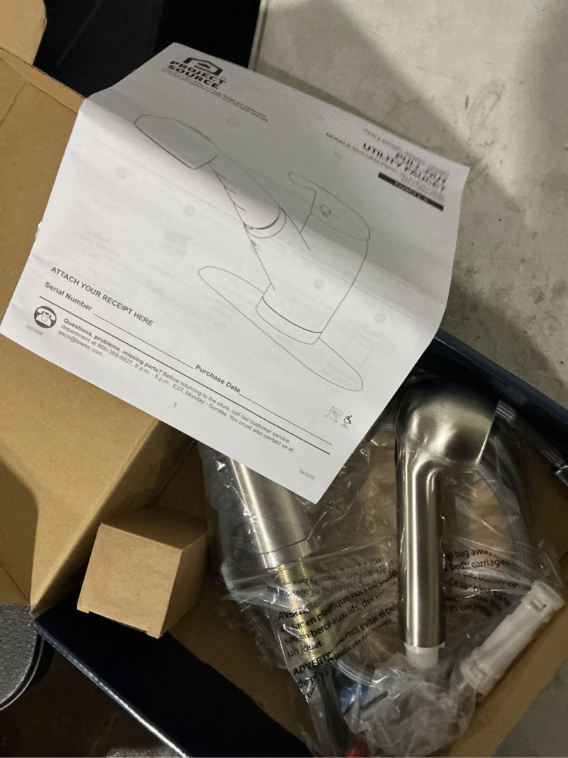 Condition photo showing Good Condition for project source stainless steel 1-handle deck-mount utility faucet with pulldown sprayer