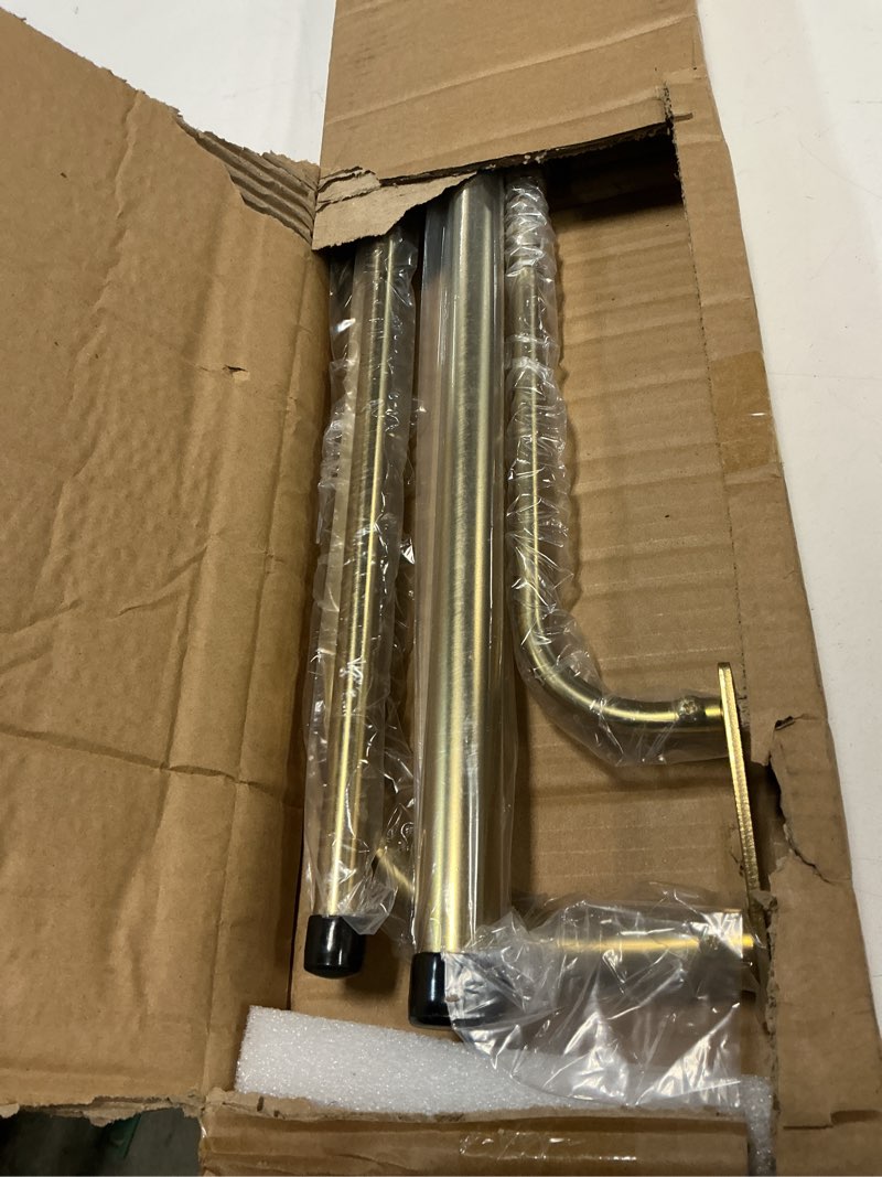 Condition photo showing Good Condition for Double Curtain Rod for 48-84 Inches Windows, Blackout Wrap Around Window Curtain Rods?1-inch Heavy Duty Adjustable Room Darkening Rustic Dual Drapery Curtain Rods for for Livingroom, Kitchen, Patio Brushed Gold for 48-84" Windows