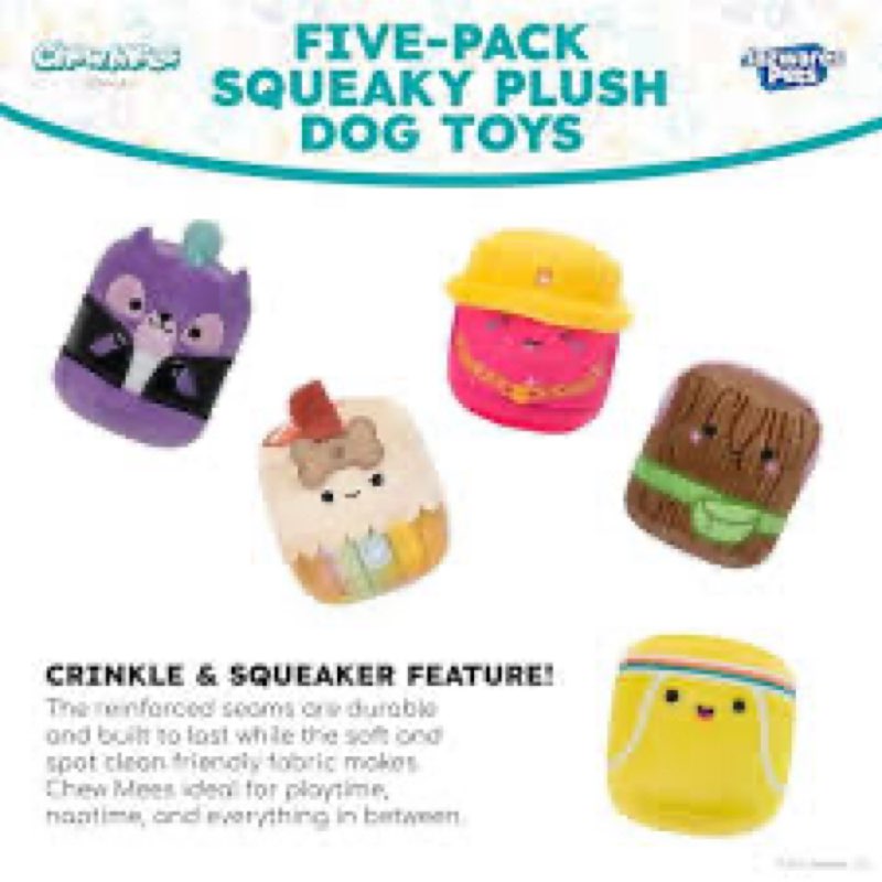 Squishmallows Chew Mees by Original Pet Toy 5-Pack