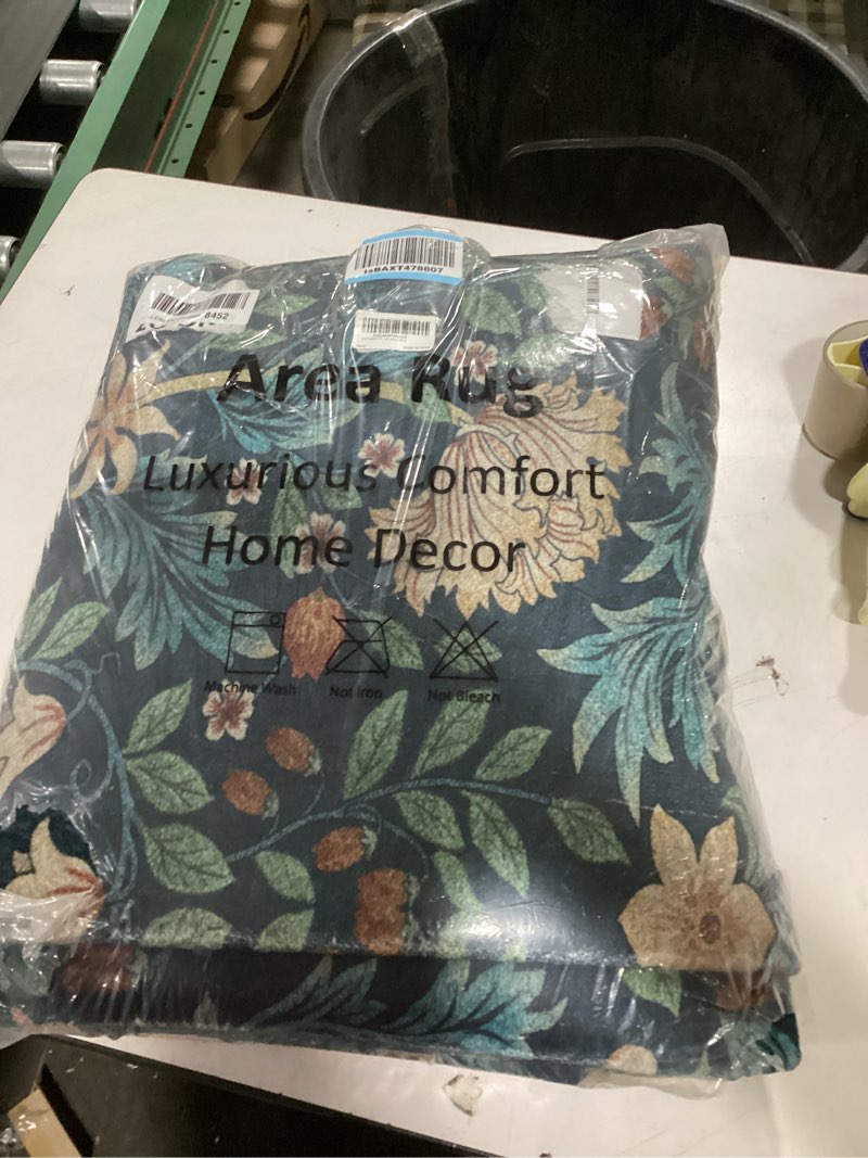 Condition photo showing As Is for Similar to William Morris Throw Blanket for Couch Vintage Floral Birds Fleece Blanket Moody Botanical Dark Flowers Soft Travel Bed Blankets for Bedroom Anthropologie Cottagecore Bedding Decor 80\"x70\" Dark Blue 80\" x 70\"