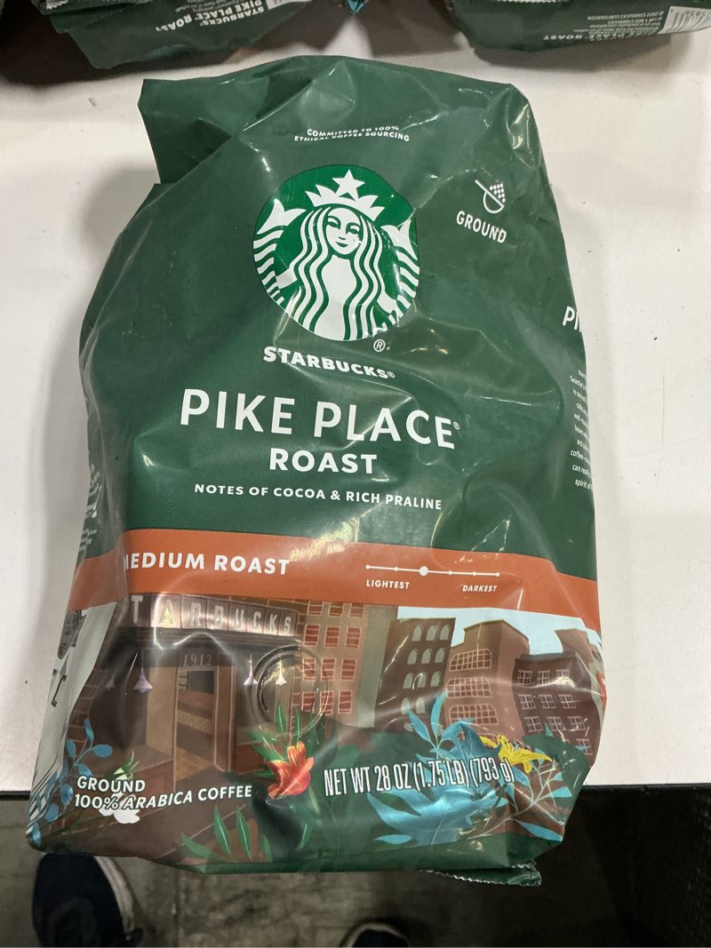 Condition photo showing New/Like New for Best by 05/24/25 Starbucks Ground Coffee, Medium Roast Coffee, Pike Place Roast, 100% Arabica, 1 Bag (28 Oz)