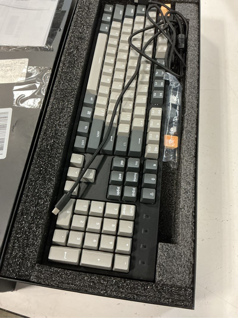 Condition photo showing Good Condition for keychron c2 pro wired custom mechanical keyboard full size layout qmk/via programmable macro white backlit with tactile brown switch oem profile double-shot pbt keycaps for mac windows linux