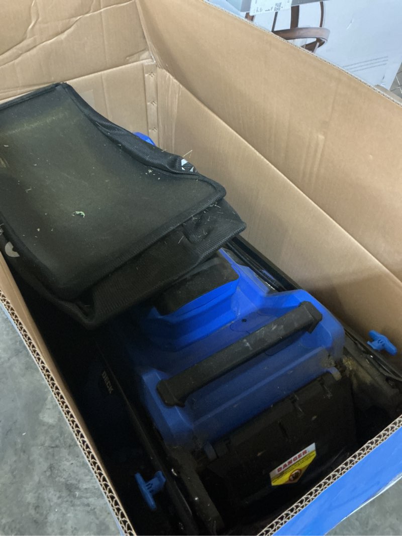 Condition photo showing As Is for kobalt 40-volt 21-in brushless battery push lawn mower 6 ah (battery and charger included)