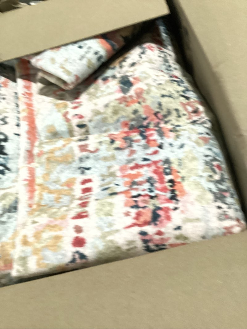 Condition photo showing As Is for 7x9 Area Rug for Living Room,Non Slip Washable Colorful Abstract Coral Blue Red Boho 9x7 Rugs for Bedroom,7 by 9 FT Multicolor Bohemian Dining Room Carpet,Modern Southwestern Tribal Office Desk Mat Inspire Graffiti 7' x 9' (Rectangular)