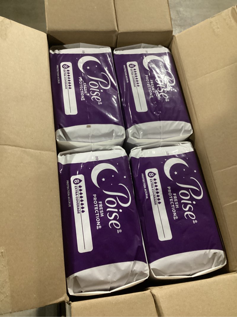 Condition photo showing New/Like New for Poise Overnight Incontinence & Postpartum Pads for Bladder Leaks, 8 Drop Extra Coverage, 96 Count, Packaging May Vary Long 96
