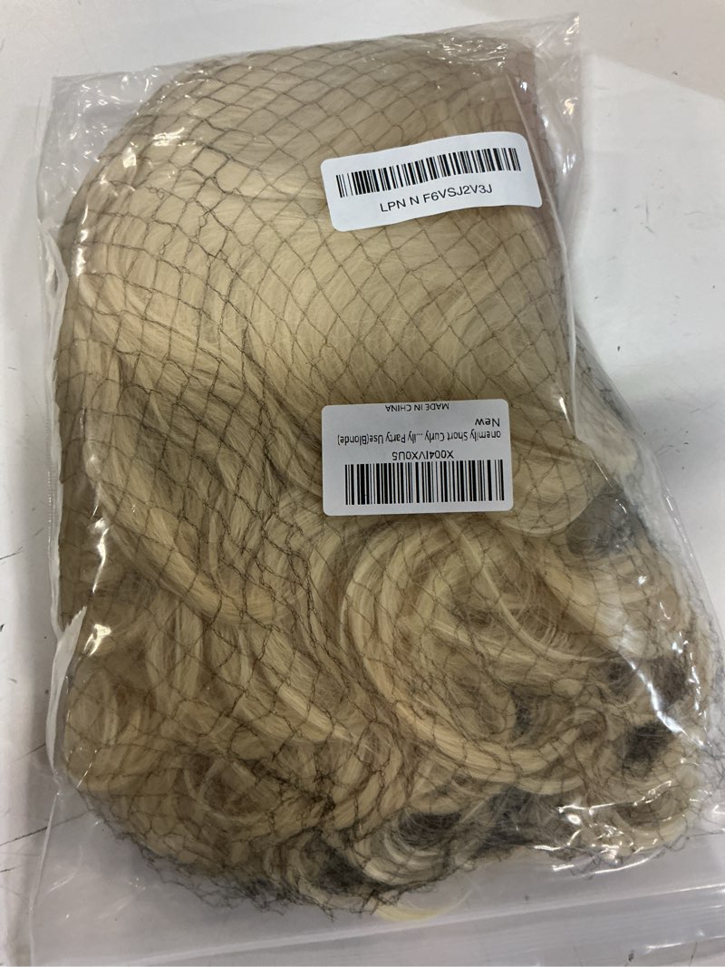 Condition photo showing Good Condition for short curly lace front wig for women synthetic hair natural hairline wigs for cosplay daily party use(white)