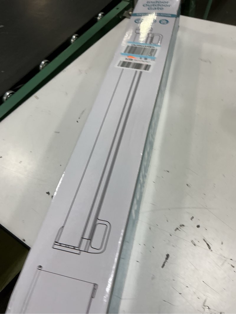 Condition photo showing New/Like New for probebi retractable dog gate for the house extends to 54" wide 34" tall, gates for baby indoor, stair gate for outdoor, staris, hallways, doorways, deck, porch, need drilling