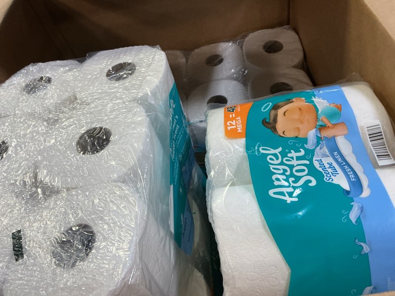 Condition photo showing New/Like New for angel soft toilet paper with fresh linen scented tube, 48 mega rolls = 192 regular rolls, soft and strong toilet tissue mega 48 rolls (320 sheets)