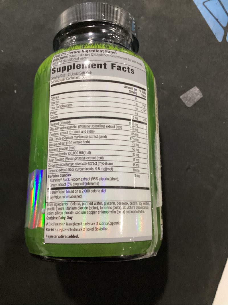 Condition photo showing New/Like New for (exp 07/27) irwin naturals extra strength ashwagandha, 60 ct