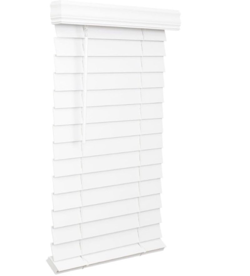 Levolor Trim+go 2.5-in Cordless White Faux Wood Room Darkening Blinds 72" X 64"