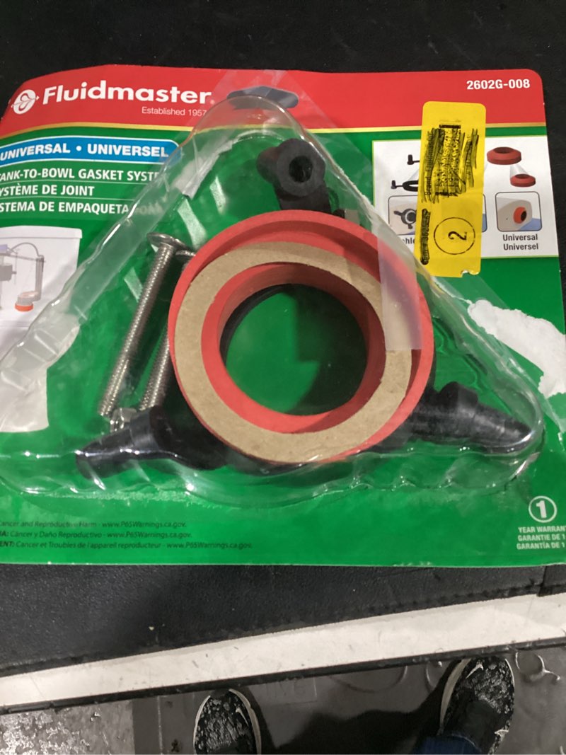 Condition photo showing Good Condition for fluidmaster tank to bowl gasket black/red rubber for universal