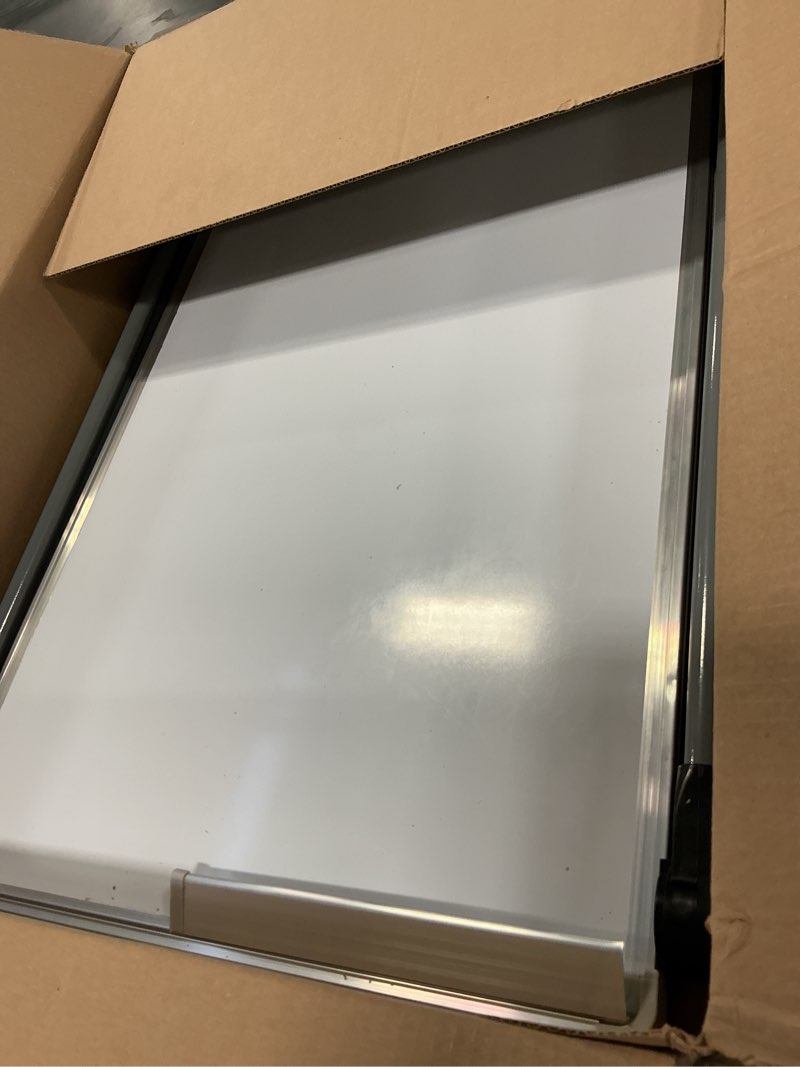 Condition photo showing As Is for Dry Erase Board with Stand, Double Sided Magnetic Whiteboard, 24 x 36 Portable Height Adjustable Whi