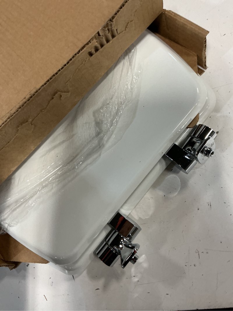 Condition photo showing As Is for mayfair benton? elongated enameled wood toilet seat in white with sta-tite? seat fastening system? and whisper•close? chrome hinge
