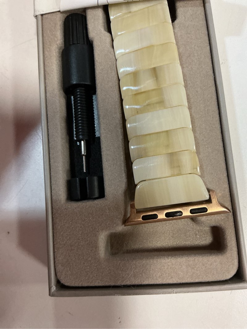 Condition photo showing New/Like New for V-MORO Resin Band Compatible with Apple Watch Series 11/10 41mm/40mm/38mm/42mm Fashion Cute Strap for iWatch Series 9/8/7/6/5/4/3/2/1/SE/SE 2 Lightweight Bracelet Wristband Women(Classic Creamy) Classic-Creamy 38mm/40mm/41mm/42mm