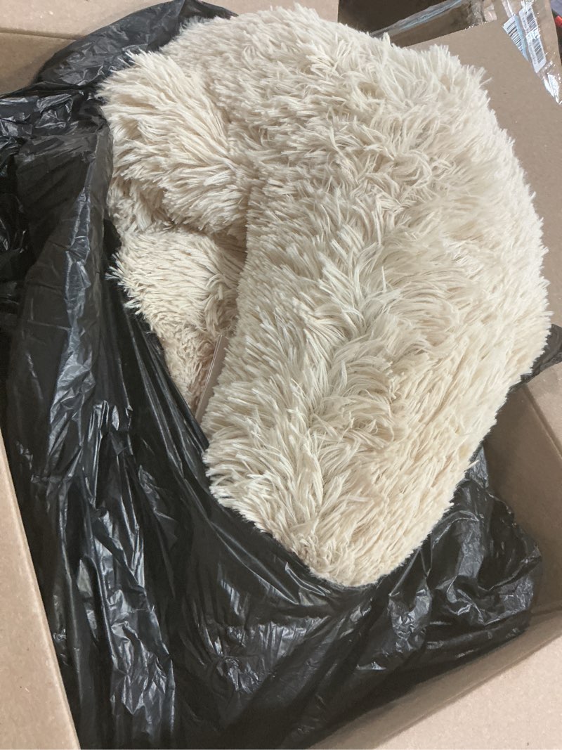 Condition photo showing Good Condition for calming dog bed fluffy plush dog mat for furniture protector with removable washable cover for large medium small dogs and cats (large, beige) 45.0"l x 37.0"w x 6.0"th beige