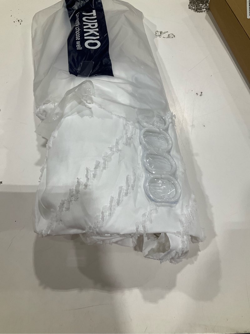 Condition photo showing Good Condition for 96inche extra long shower curtains 72 x 96 inches white tufted chevron striped fabric shower curtains for bathroom modern shabby chic waterproof cloth shower curtain, white white 72"w x 96"l (pack of 1)