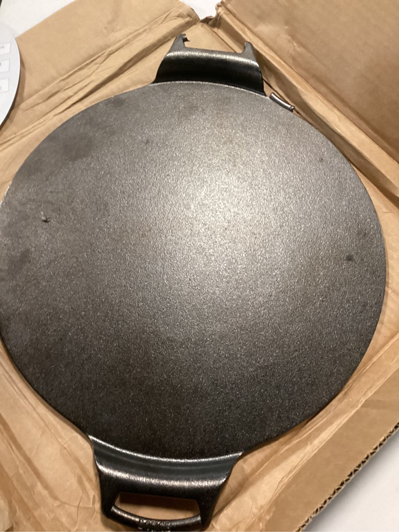 Condition photo showing As Is for Lodge Cast Iron Pizza Pan, 15 inch