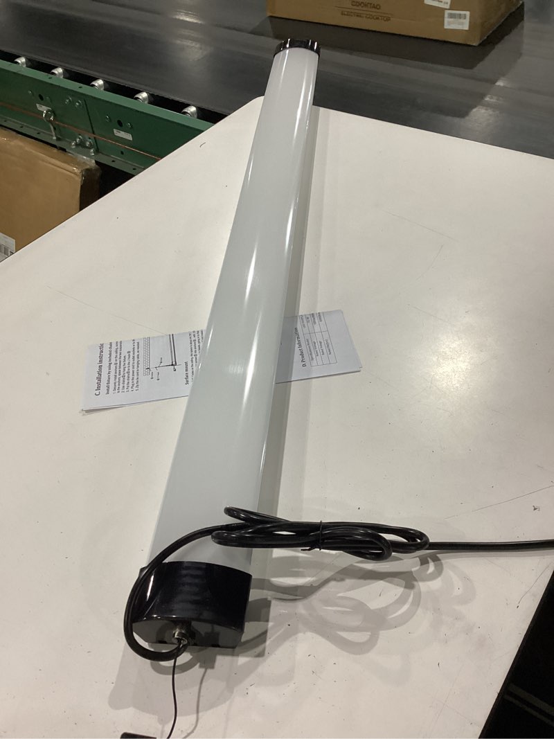 Condition photo showing New/Like New for hykolity 4ft 70w led shop light linkable, 8000lm(300w equivalent), 5000k utility shop lights for garages, workshops, basements, hanging or flushmount, with power cord and pull chain, etl, black,1 pack black 4ft-70w
