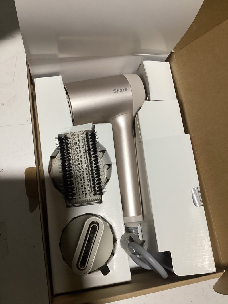 Condition photo showing As Is for Shark HD112BRN Hair Blow Dryer HyperAIR Ionic Hair Dryer with 2-in-1 Concentrator and Styling Attachments, Auto Presets, Rotatable Hot Air Brush, No Heat Damage, Ionic, Stone Stone With Concentrator & Styling Brush 2-in-1 Concentrator
