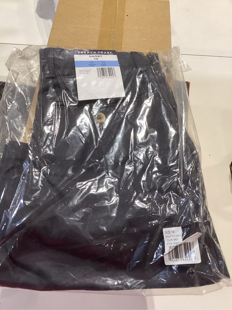 Condition photo showing New/Like New for French Toast Boys' Adjustable Waist Stretch Flat Front Shorts (Standard & Husky) for School Uniform Grey 14